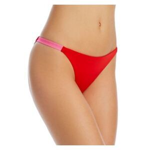 AQUA SWIM Women's Red Stretch Elasticized Waist Bikini Swimwear Bottom L